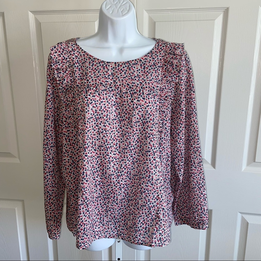 J Crew Mini Floral Print Ruffle Top Cottagecore - Picture 2 of 13